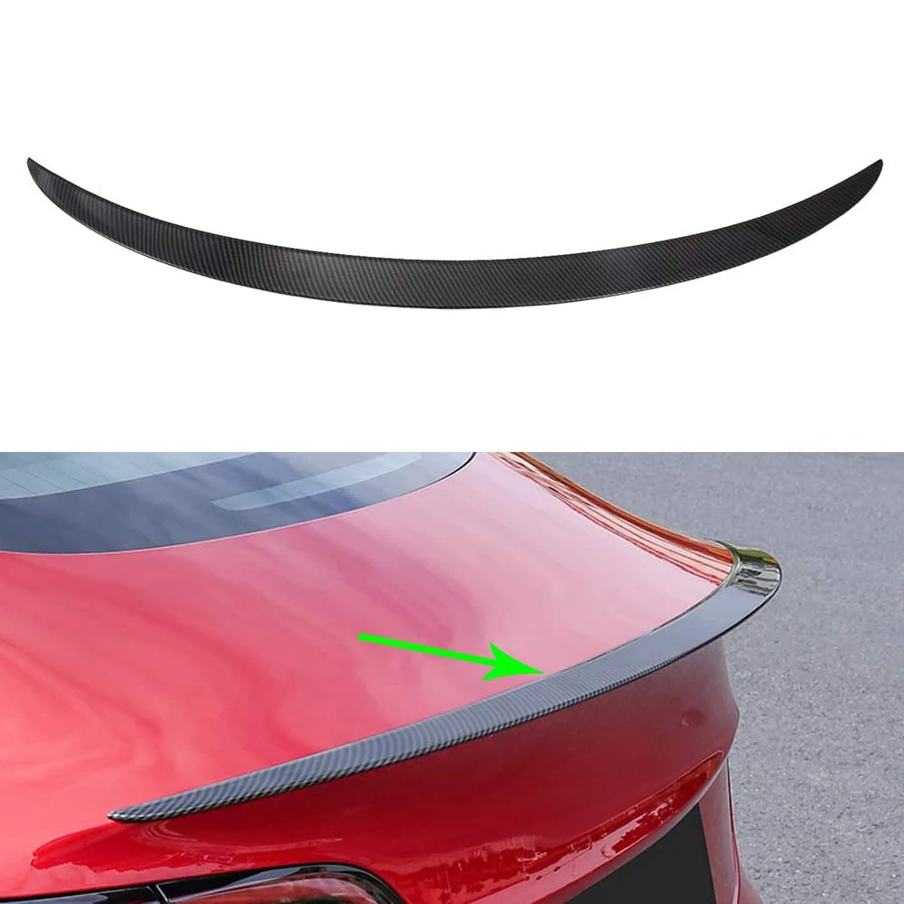 

Tesla Model 3 Y Rear Spoiler Wings ABS for 2017-2023 Trunk Spoiler Lip Tail Wing Lid (OEM Spoiler, Carbon Fiber Pattern /Black)