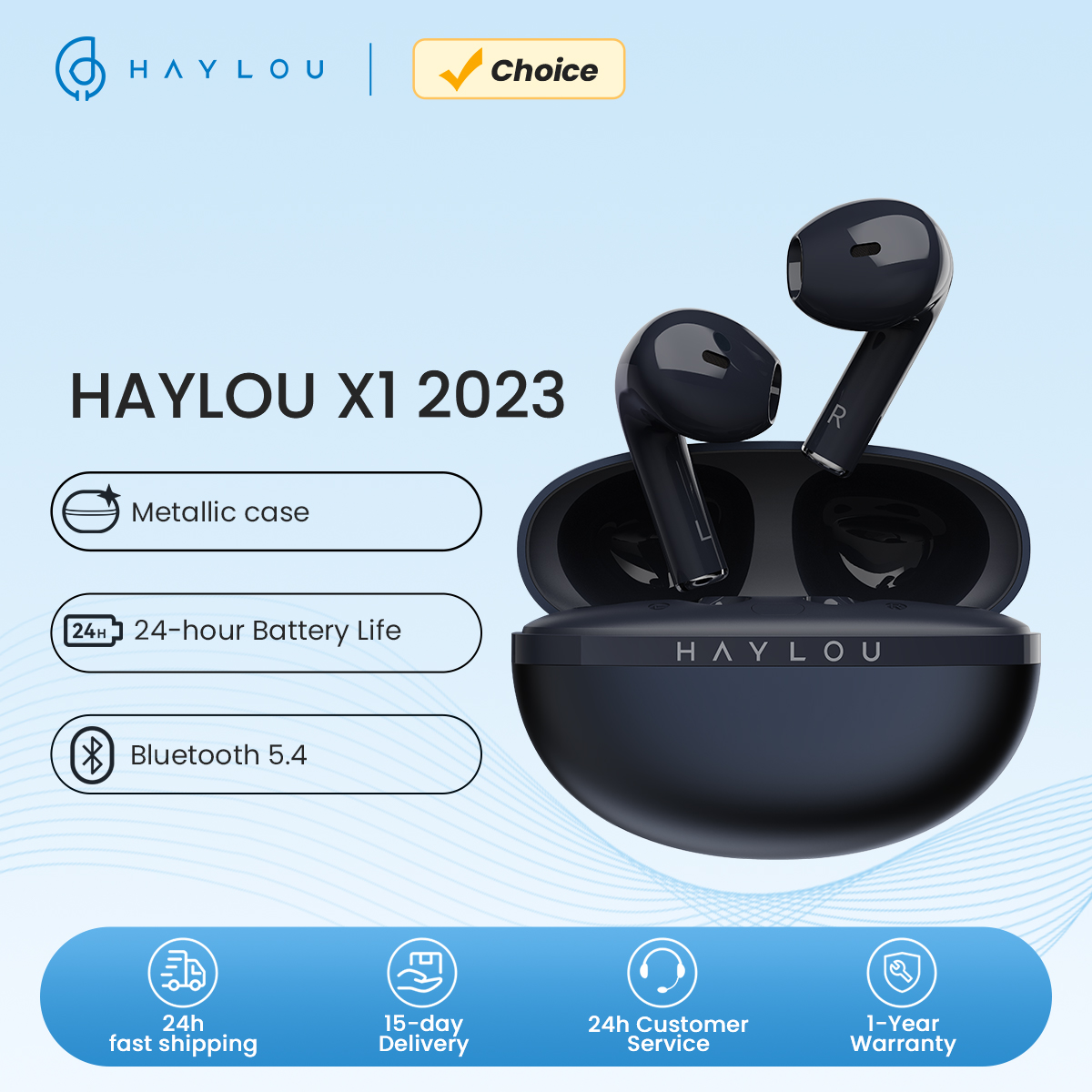  Haylou X1 2023 True Wireless Earphone IPX4 waterproof Bluetooth 5.3 Headphones 24-Hour Battery Life Head Phones Half in-ear ENC