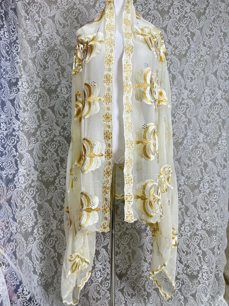 2022 neue Dubai Schal Für Muslimische Frauen Hijab Islamischen Pashmina Turban Mode Kopftuch 2x1 m Afrikanische Baumwolle Pailletten stickerei – Detail 19