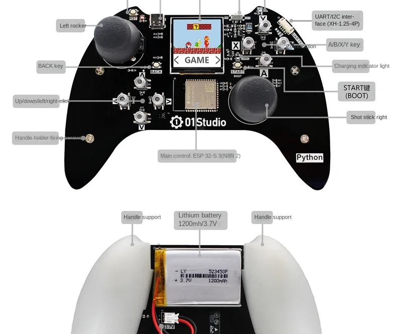 Pycontroller Controle Remoto Gamepad Esp32-s3 Placa de Desenvolvimento Wifi Bluetooth Python Programação - Imagem 4