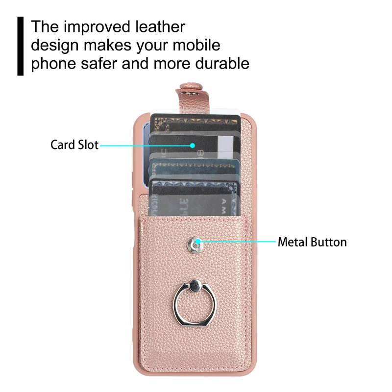 Elegant Leather Wallet Phone Case with Card Slots and Ring Holder - Premium Back Cover