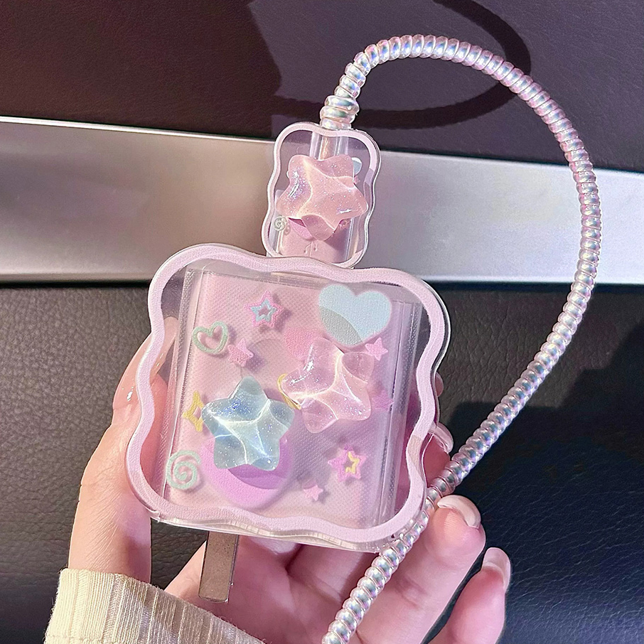 Pink Flower Shaped Charger Protector Cover for Apple 18W 20W Silicone Anti Break Scratch Proof Charger Cover Sleeve for iPhone