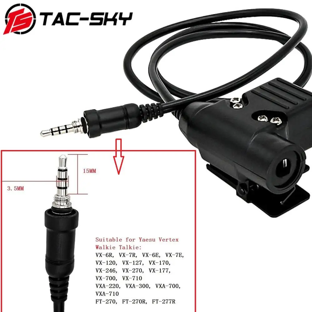Tac-Sky Ptt U94 Yaesu Vertex Vx-6R Vx-7R Vx6R Vx7R Ft-270 Walkie Talkie Yaesu Vertex U94 Ptt Tactical Hheadset Adattatore Militare