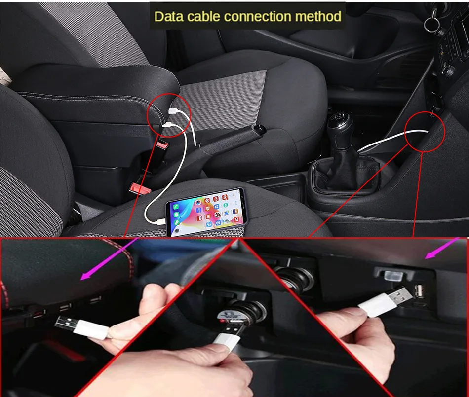 Für Toyota Aygo X Armlehne Box Für Toyota Aygo X Auto Armlehne Zentrale lagerung  Box Innen Retrofit mit USB Auto zubehör