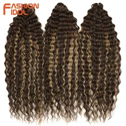 Ombre Blonde Pink Deep Wave Crochet Hair Extensions - 22 Inch Synthetic Braids - 22inches - 55cm (TTSP - DBROWN19 - 18A)
