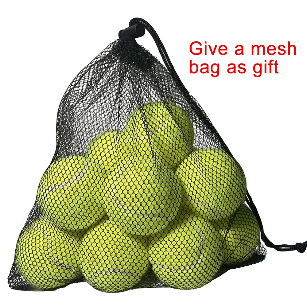 6/12 stücke Tennisbälle mit Mesh Tragen Tasche Praxis Ball Hohe Elastizität Haustier Hund Spielen Bälle Outdoor Training sport Wettbewerb – Detail 1