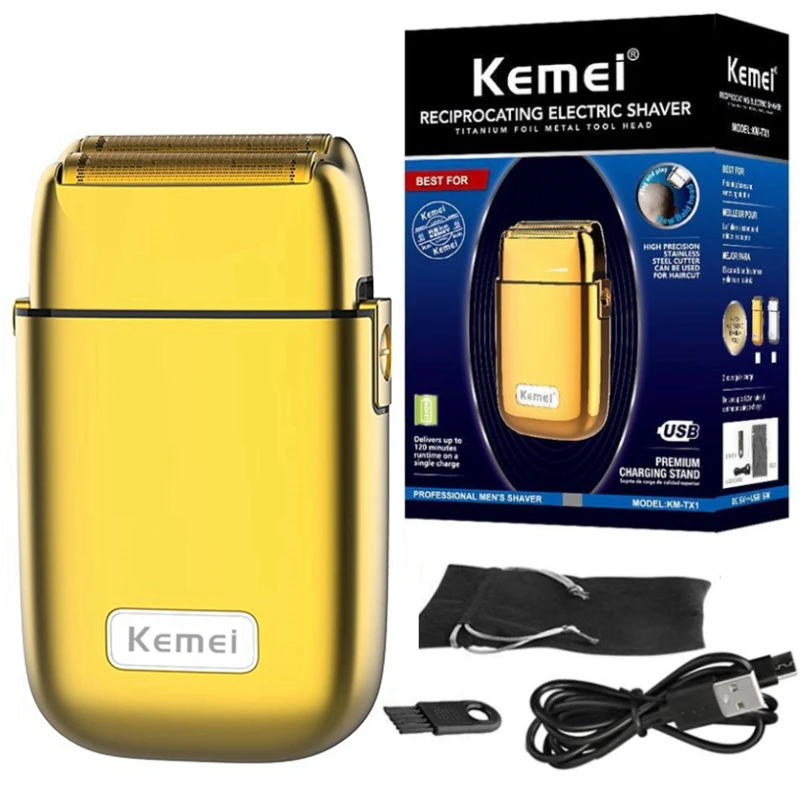 Electric Razor Electric Shaver Cordless Shaver Kemei Tx1 Full Metal Electric Shaver For Men Hair Beard Electric Razor Bald Head Shaving Machine Finishing Fades Rechargeable