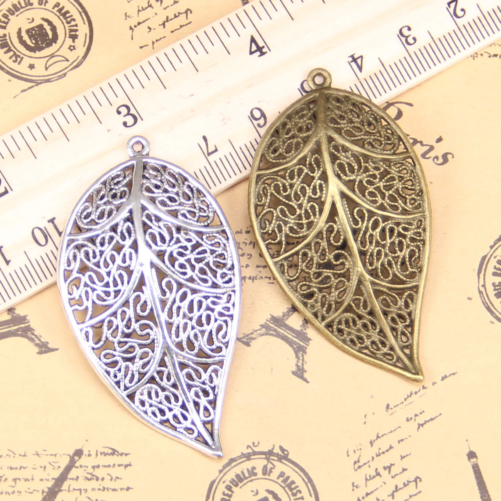 

20pcs Jewelry Charms Leaf 57x31mm Antique Silver Plated Pendants Making DIY Handmade Tibetan Silver Jewelry