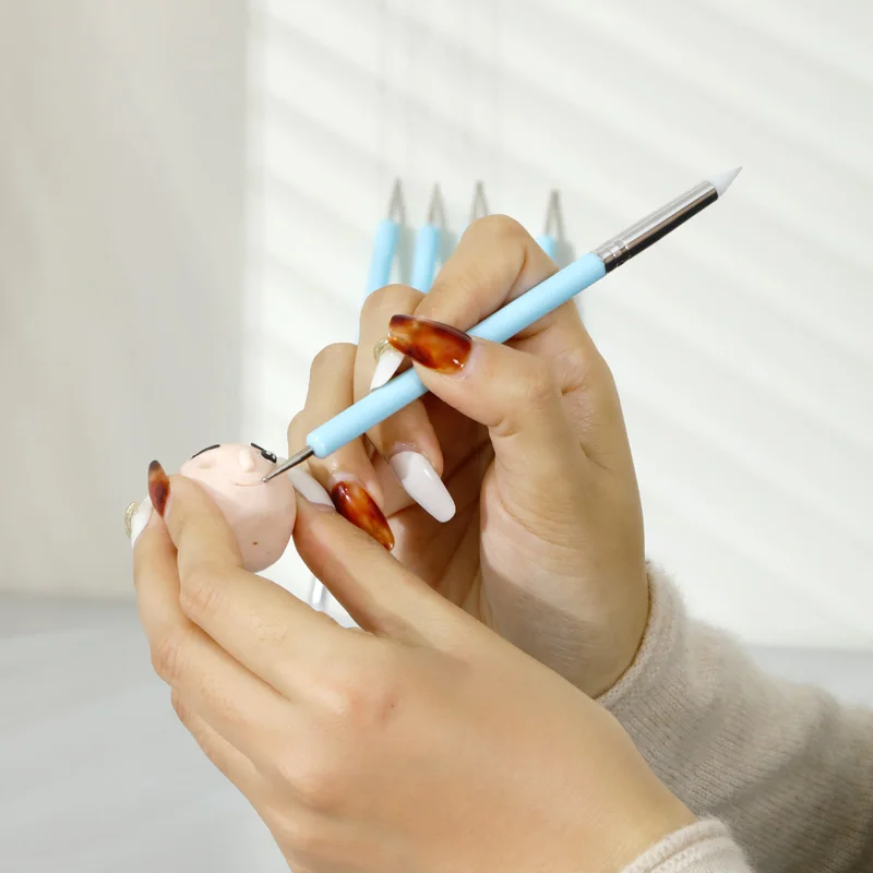 5 double head rhinestone nail carving pen auxiliary tools, manual clay modeling, fondant cake baking tool pen