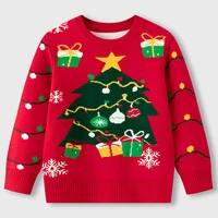 Merry Christmas Winter Children's Sweater Boys Girls Jacquard Kid Sweater Knitted Red Christmas Tree Gift Decoration Clothing