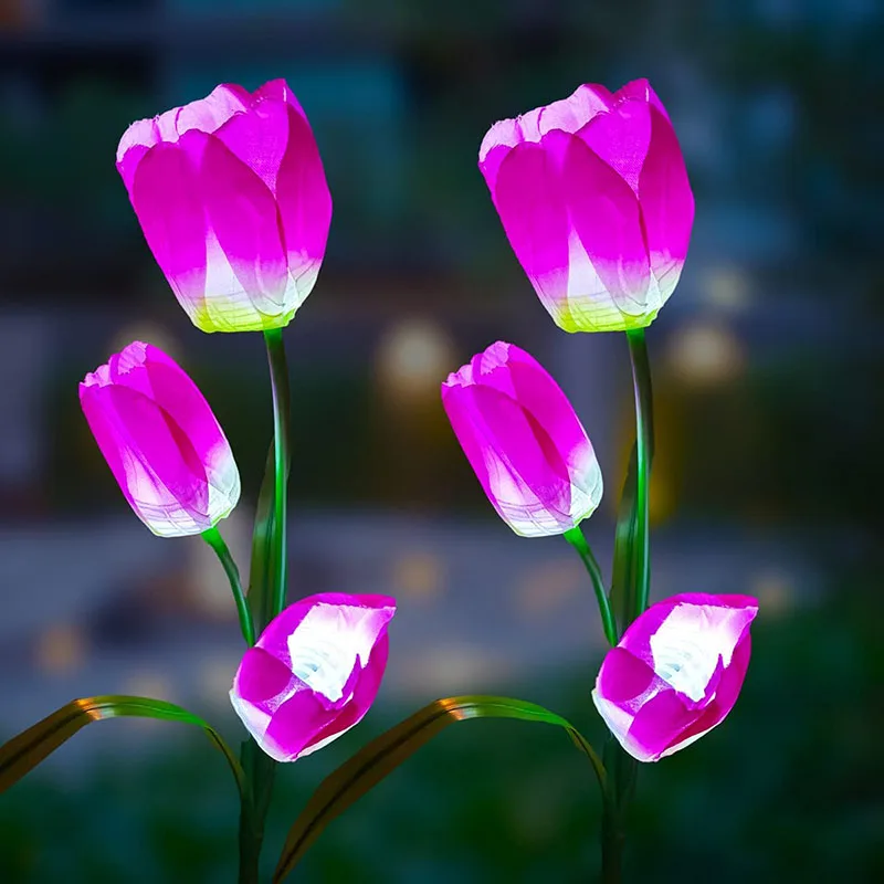 Solar Tulips Simulation Floor Lamp LED Lawn Lamp Solar Energy Outdoor Lights Rose Courtyard Flower Light Garden Decorative Lamp блокнот lawn of tulips 18 13 см 120 стр