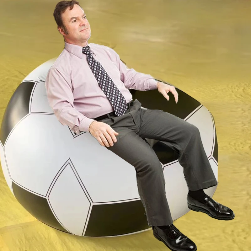 Thickened Inflatable Football Sofa PVC Single Person Sofa Lounge Chair Portable Foldable Outdoor Nap Chair Lazy