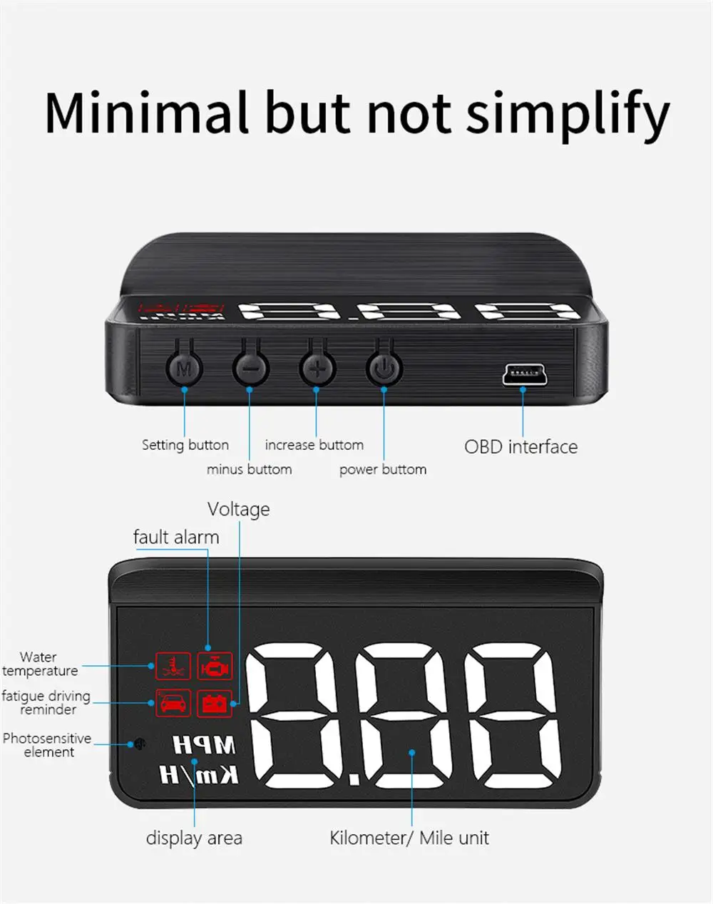 M3 OBD2HUD 헤드업 디스플레이 obd2 자동차 속도계 온보드 컴퓨터 연료 마일리지 알람 기능 포함 자동차 전자제품 액세서리 유리 프로젝터