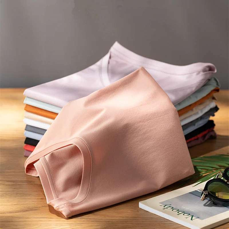 

MRMT 2024 Новая женская футболка с коротким рукавом и V-образным вырезом однотонная простая женская футболка с круглым вырезом из мерсеризованного хлопка 70