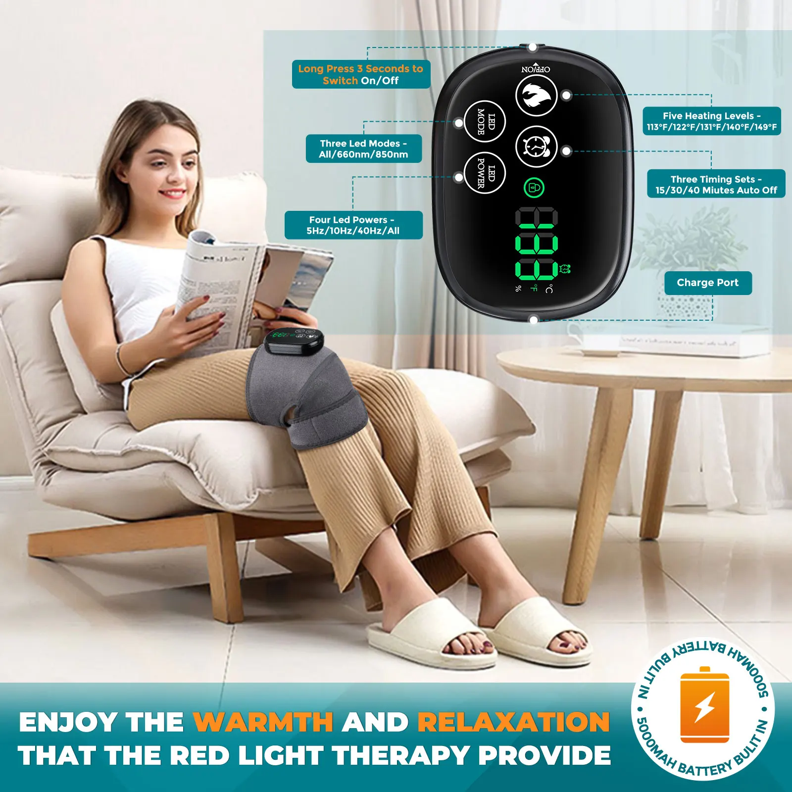 LED Red Light Heating Knee Massager Vibration Joint Massage Pain Relief Muscle Recovery Electric Shoulder Massager Extend Strap