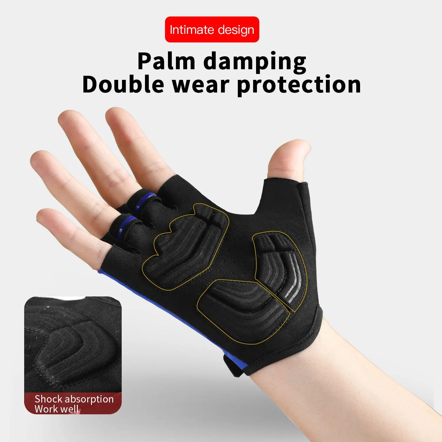 Breathable Short Finger Cycling Gloves, Thickened Palm Pad, Shock-Absorbing And Anti Slip Outdoor Sports Gloves