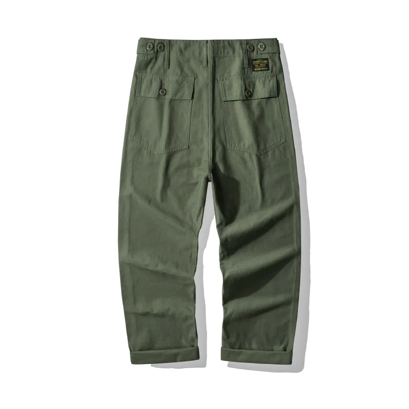 OKONKWO-American Retro Long Workwear Pants, Casual Trousers, Satin, Thick, OG-107, Outdoor Camping, Travel, Sports