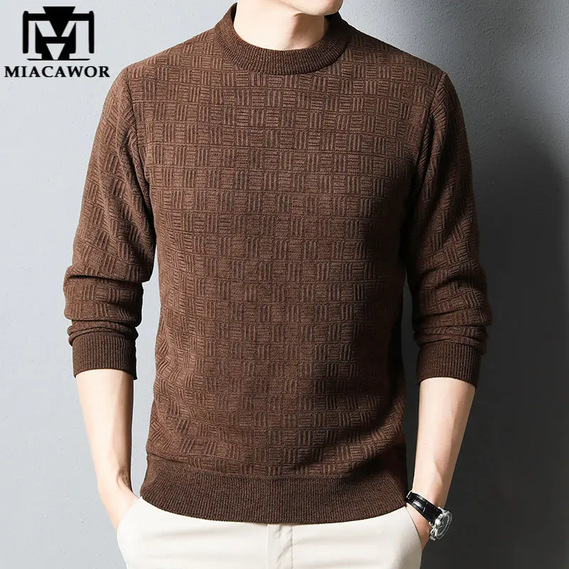 

New Brand Winter Warm Sweater Men Fleece Thick Luxury Classic Knit Pullover Slim Fit Korean Casual Jumper Men Clothing Y584