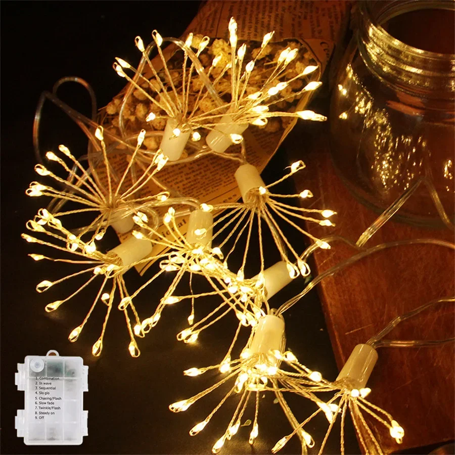 

10 Pack 200 LED Firework Star Bursting Lights Hanging Starburst Light Copper Wire Fairy Lights Dandelion String Light