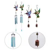 Wind Chime Hummingbirds Dragonflies Metal Glass Painted Crafts Hanging Pendants Bell Aluminum Pipe Home Courtyard Hanging Decors 5