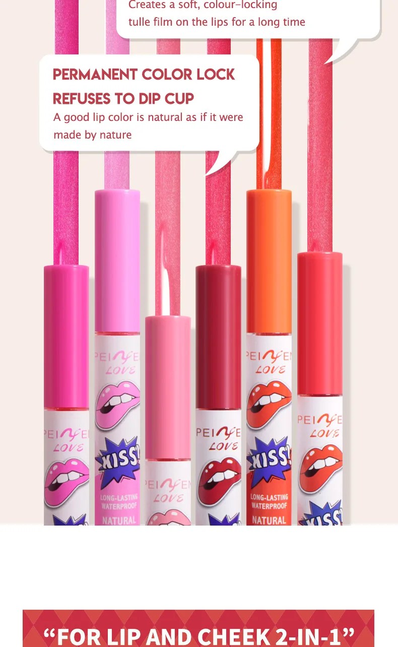 Description Picture 3 of item6 Colors Tattoo Magic Color Lip Stain Lip Tint Long Lasting Waterproof Lipstick Sets for Women Peel Off Colored Matte Sexy Color