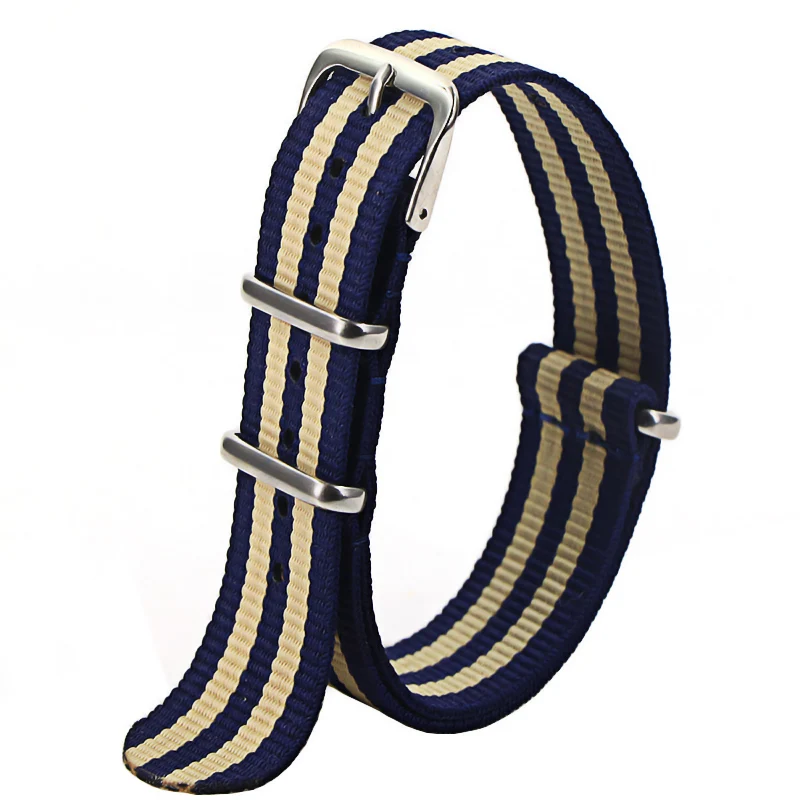 Nylon Army Sports Watch Strap – Black Adjustable Belt with Buckle
