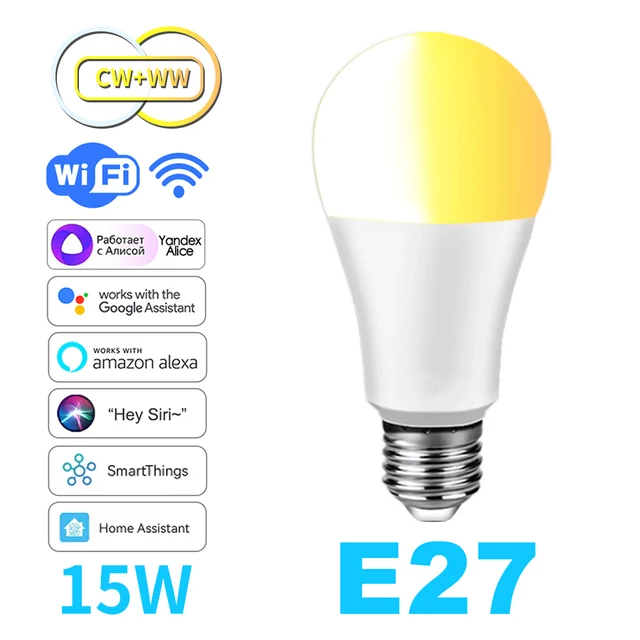 Ampoule Led E27 Wifi Smart Bulb 15w Rgb Voice Dimmable Light Ampolleta  Parlante Wifi Lamp Work With Google Assistente/home Alexa - Led Bulbs &  Tubes - AliExpress