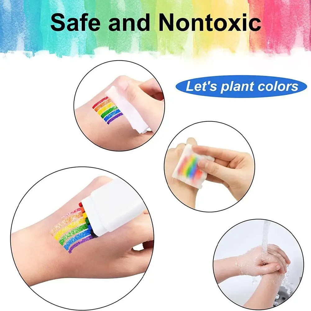 Rainbow Face Body Paint Stick Painting Paste Washable Body Tattoo Colored Oil Pigment Pen Party Festival Makeup DIY Paint 6