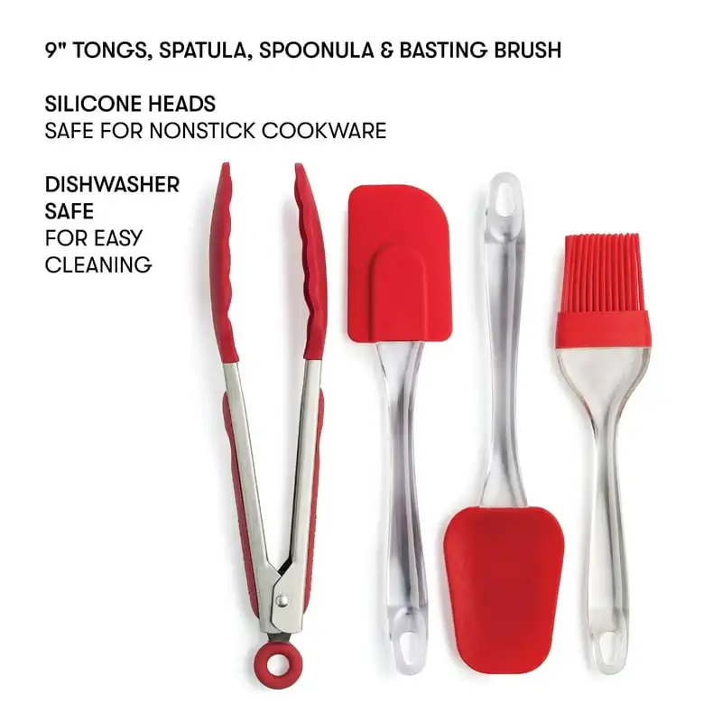 

Piece Silicone Cooking Utensils Set, Red