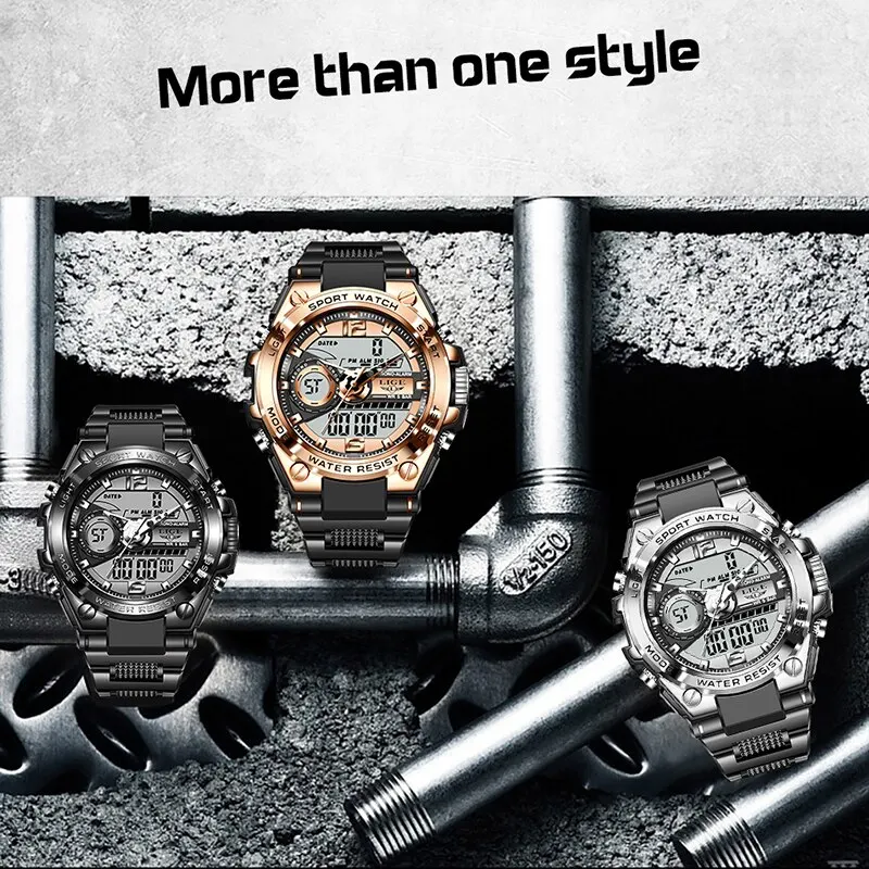 Orologio Uomo LIGE Sportivo Impermeabile, Quarzo Giapponese, Acciaio Inossidabile 316L, Cronografo Con Calendario, Cinturino In Pelle