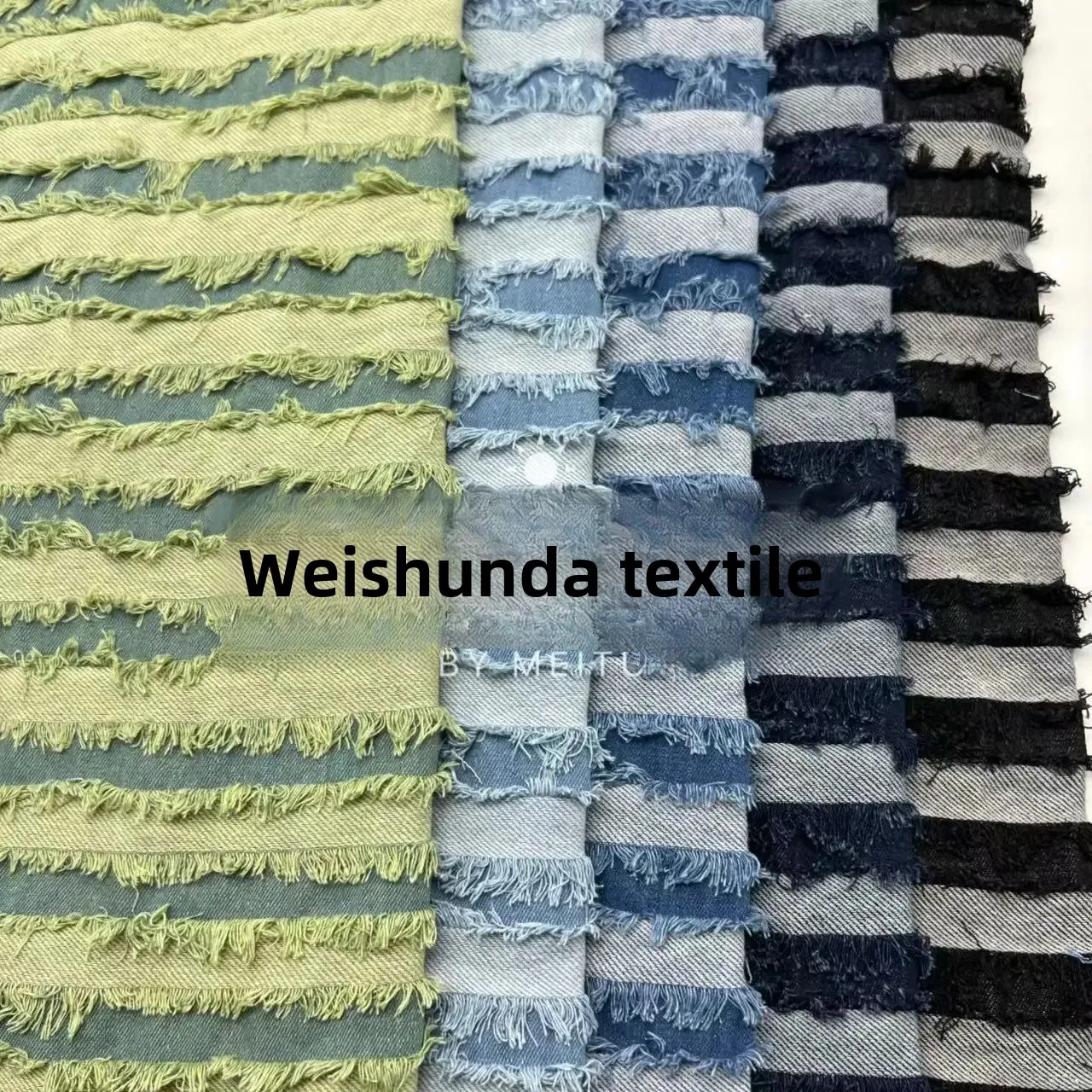 Washed Denim Fabric with Scissors Cut Flowers for Clothes Such as Pants Coats Skirts And Bags Chinese Origin Clothing Material