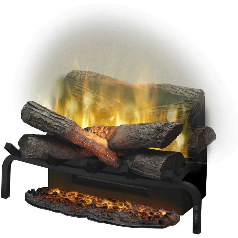 Electric Fireplace Log Insert - 20 Inch Faux Wooden Logs, Plug in Electric Heater + Glowing Ash Mat; Remote Control Included 2