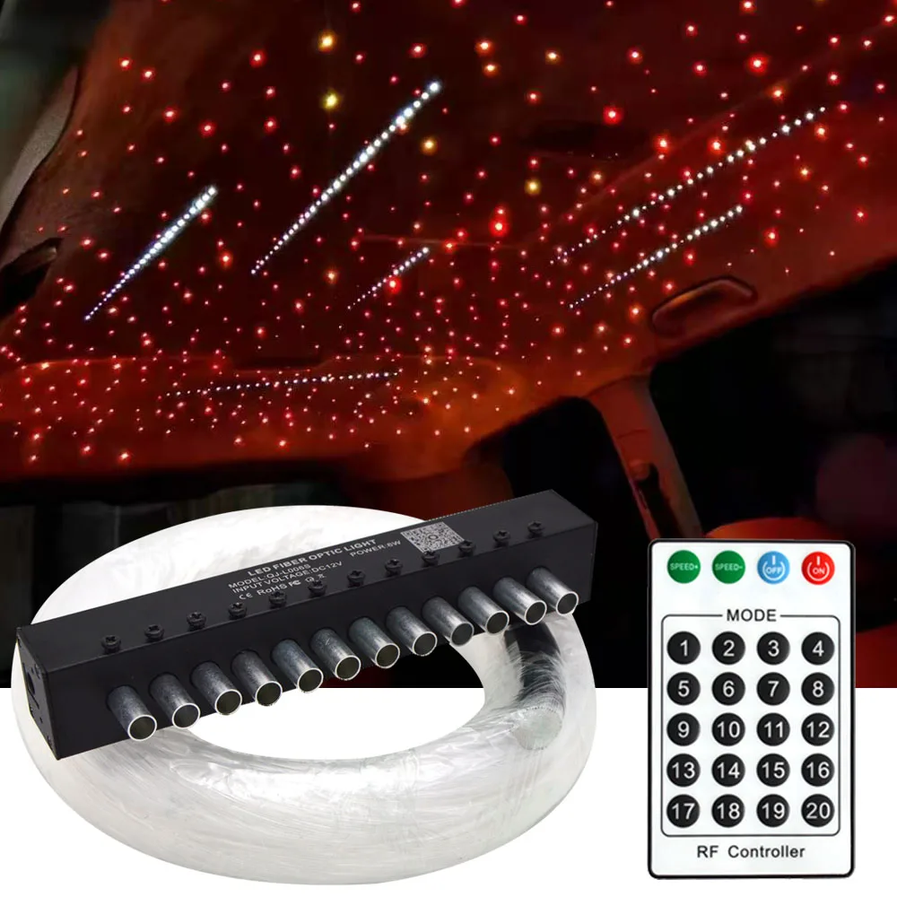 Meteor Car Starry Sky Light Shooting Star Roof Headliner 9W 12Holes Shooting Star LED Fiber Optic Lights