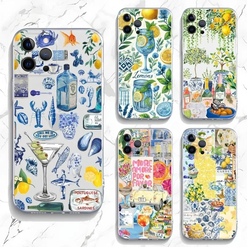 Ocean Wine Glass Lemon Design Phone Case - Stylish Protective Cover