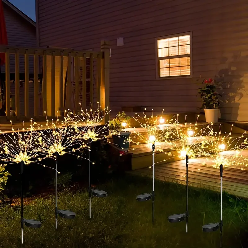 매우 밝은 420LED 태양광 불꽃놀이 조명, 8 가지 조명 모드, 야외 태양광 LED 조명, 300, 200, 60LED 잔디 램프, 정원 장식
