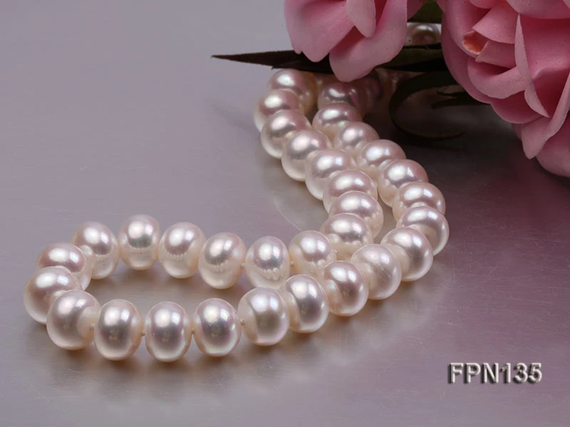 

Terisa Pearl Jewelry Classic 11-12mm White Flat Cultured Freshwater Pearl Necklace for Women Gift T-FPN135