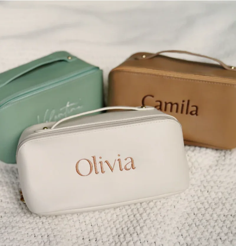 Personalized Makeup Bag Custom Embroidered Travel Cosmetic Bag Christmas Gifts for Her Bridesmaid Gifts Birthday Gift for Women 3