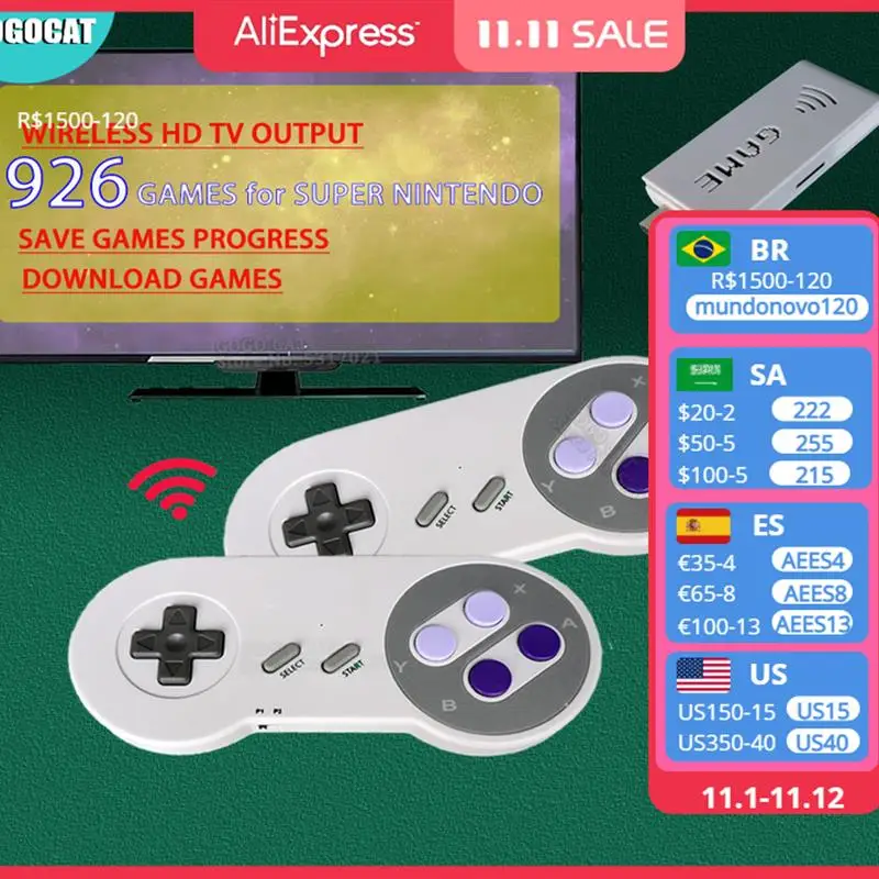 

New Mini TV Video Game Console Wireless Controller 4K HDMI-Compatible Retro Console for Super Nintendo for SFC / SNES Dual