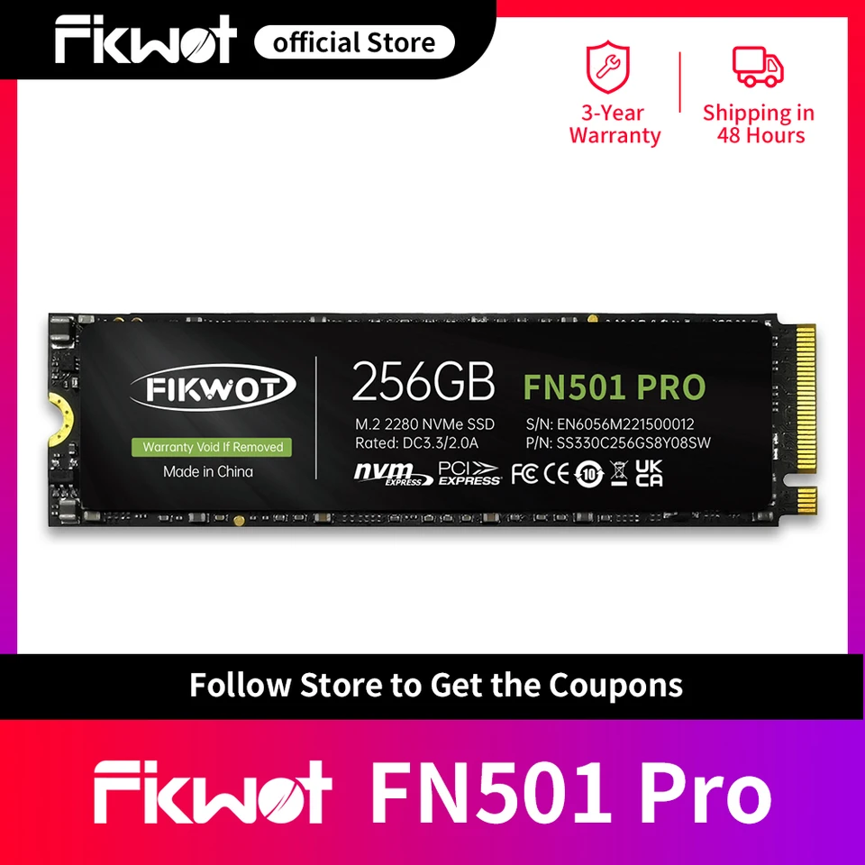 Fikwot FN501 Pro SSD PCIe 3.0x4 256GB 512GB 1TB 2TB M.2 NVMe