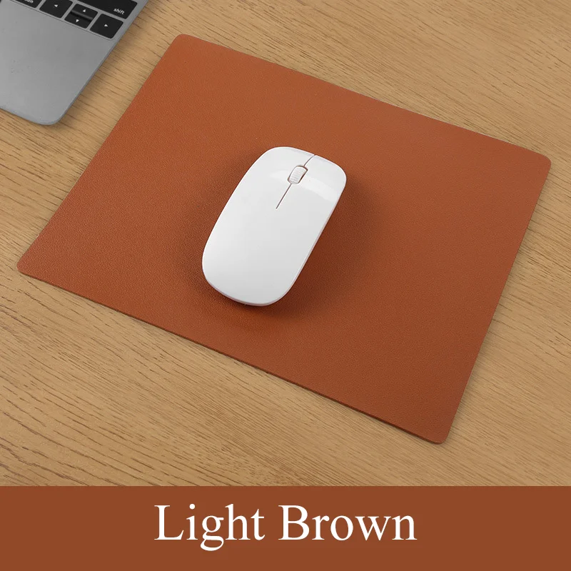 Deluxe Solid Color PU Leather Waterproof Mouse Mat, Anti-slip, 23x19cm - Stylish Desk Accessory