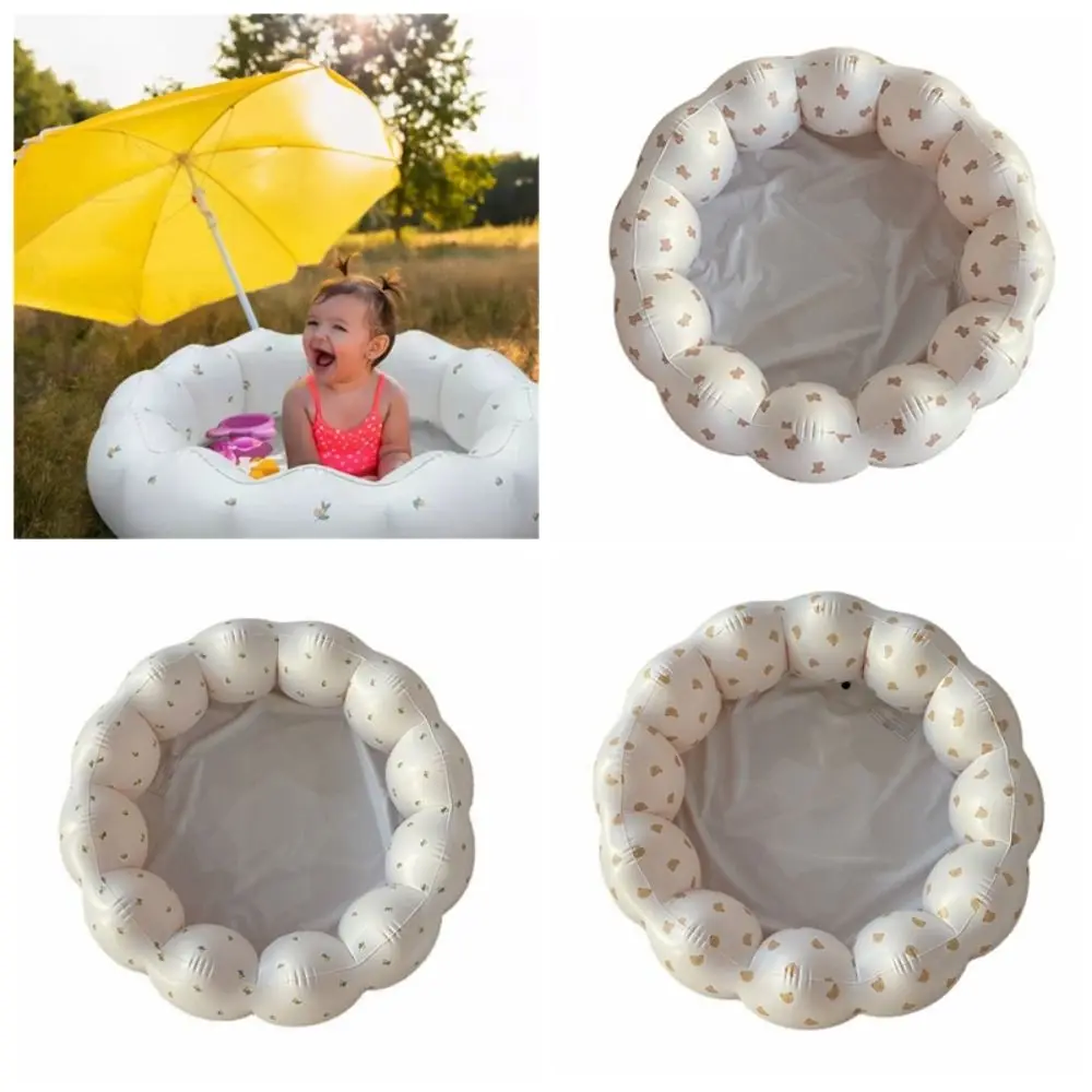 Bear Inflatable Swimming Pool Olive PVC Baby Ball Pit Fence Petal Shape Korean Style Play Water Bathtub Play Sensory Place Mat