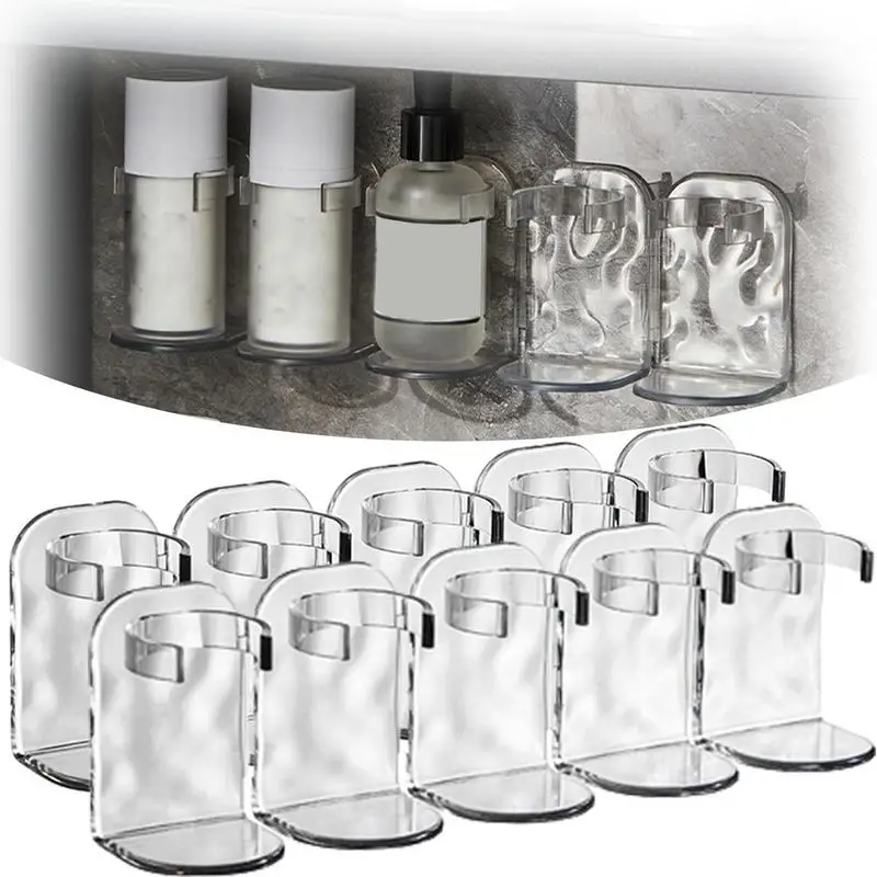 

Shower Wall Organizer Clear Adhesive Floating Shampoo Storage Rack Wall Mount Multifunctional Shower Organizers And Storage