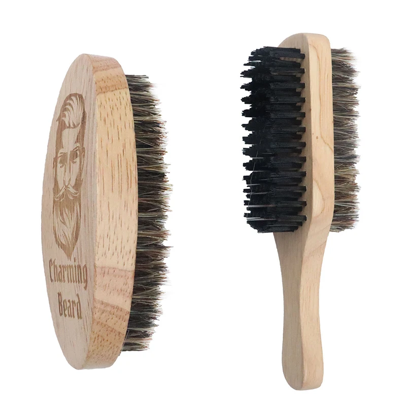 1PC Eco Friendly Boar Bristle Men's Shaving Brush Portable Barber Natural Beard Brush For Facial Cleaning Mustache Tools wood handle boar bristle beard brush shaving tool hair brush wooden curved men beard shaving brush hair stylist mustache brushes