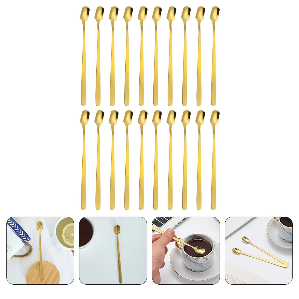 

Stirring Spoon Serving Spoons Square Coffee Teaspoons Stirrers Long Handle Dessert Mini Espresso