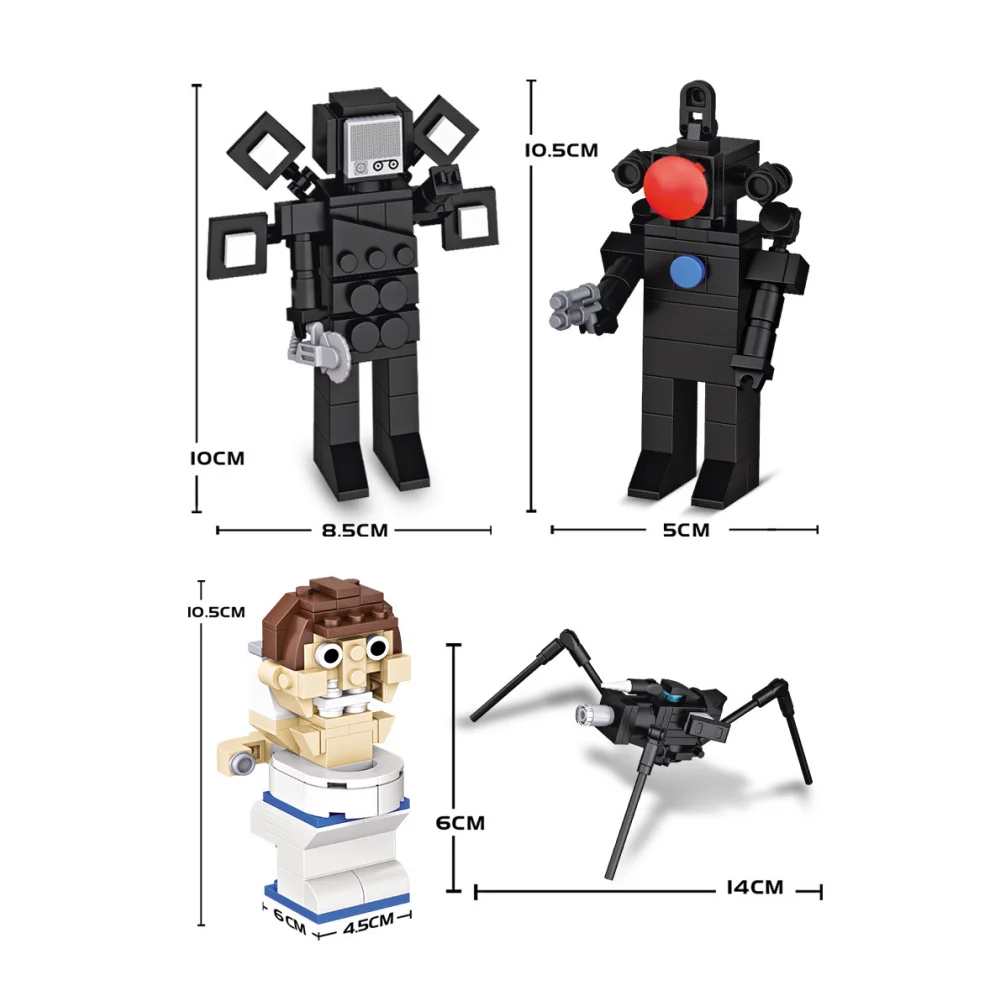 빌딩 블록 세트: Mutant Titan 변기 인터랙티브 사운드 카메라, 인간 및 시계 킹 모델 | 창의적인 건설 장난감