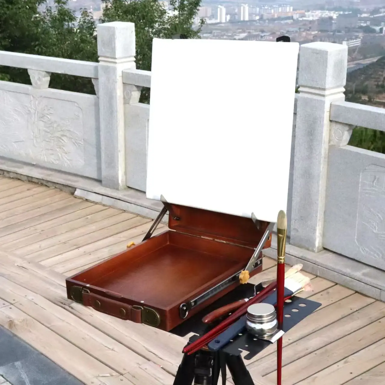 Painting Box Outdoor Sketching Portable Travel Oil Painting Easels for Women with Tripod