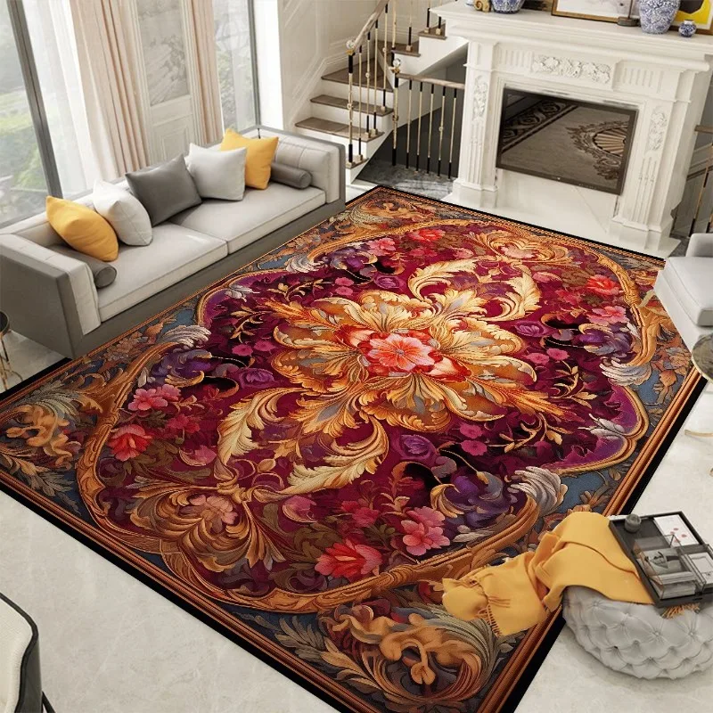 European Luxury Living Room Decoration Carpet Retro High Quality Rug Bedroom Decoration Parlor Cloakroom Decor Non-slip Door Mat 4