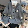 Preppy Style Knitted Cardigan Coat Women Clothing Sueter Mujer Fashion Korean Pull Femme Embroidery Panda Oversized Sweater Tops 3