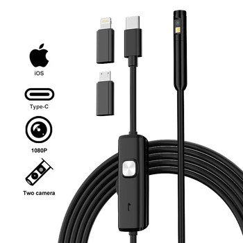 DUAL Lens Industrial Endoscope HD1080P Wired Camera Direct Connect IPhone Android Phones Car Inspection Borescope LED Waterproof 1
