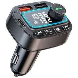 Enhanced Wireless Bluetooth Car Charger & Audio Transmitter with Fast USB - C Charging (Black)
